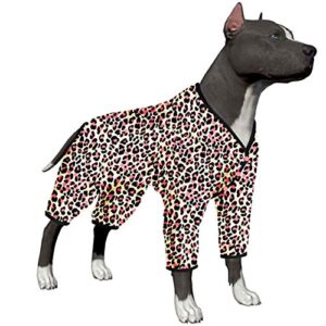 lovinpet lovin pet pajamas - double brushed stretch knit, neon pink cheetah print, uv protection, pet anxiety relief shirt, lightweight pullover pet pajamas, full coverage dog pjs,leopard pink 3xl