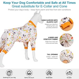 LovinPet Boxer/Pitbull Mix Pajamas - Pet Anxiety Relief Shirt, Dog Pajamas, UV Protection Comfy Stretchy Fabric, White Animal Print, Large Dog Pjs, Pitbull Clothes, Surgical Recovery Shirt,Orange 3XL