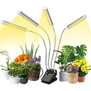 plant grow light, full spectrum grow light for indoor plants with lcd timer, plant growing lamp with table clip, 10 brightness levels, 4 switch modes