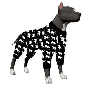 lovinpet big dog shirts - stretch cotton pet shirts with animal print, full coverage dog clothing perfect to prevent licking wounds after surgery for medium & large dogs,black l