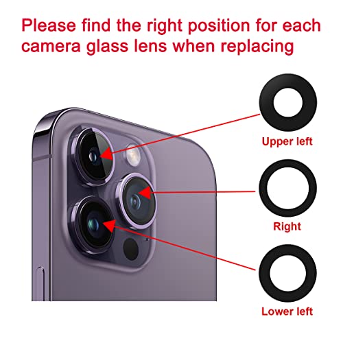 Perzework OEM Original Back Rear Camera Lens Glass Replacement for iPhone 14 Pro and iPhone 14 Pro Max with pre-Installed Adhesive and Reparing Toolkit