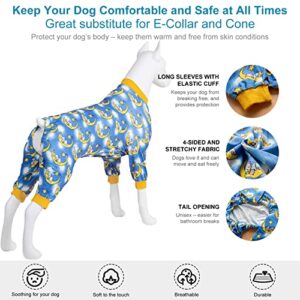 LovinPet Pit Bull Pajamas - Pet Anxiety Relief, Sun Protection Dog Pajamas, Comfy Stretchy Fabric, Dreamy Bear Print, Large Dog Pjs, Pet Jammies,Yellow M