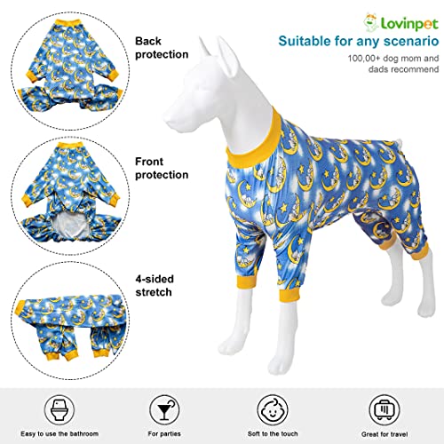 LovinPet Pit Bull Pajamas - Pet Anxiety Relief, Sun Protection Dog Pajamas, Comfy Stretchy Fabric, Dreamy Bear Print, Large Dog Pjs, Pet Jammies,Yellow M