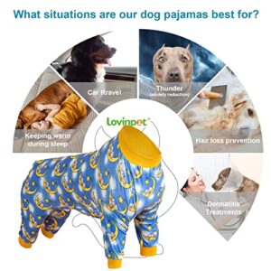 LovinPet Pit Bull Pajamas - Pet Anxiety Relief, Sun Protection Dog Pajamas, Comfy Stretchy Fabric, Dreamy Bear Print, Large Dog Pjs, Pet Jammies,Yellow M