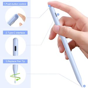 Stylus Pen for iPad with Palm Rejection, Magnetic Adsorption iPad Pencil 2nd Generation Compatible with (2018 and Later) Apple iPad 10/9/8/7th, Pro 11/12.9 Inch, Air 5/4/3rd, Mini 6/5th (Light Purple)