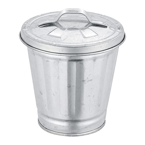 STOBOK Office Trash Cans Mini Trash Can Iron Waste Storage Bin Desktop Wastebasket Trash Can Bucket Small Flower Pot Creative Metal Pen Cup Holder Desktop Rubbish Bin with Lid Car Trash Cans