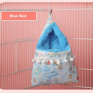 MuYaoPet Ferret Sugar Gliders Hammock Bed Pouch Swing Winter Warm Small Animal Hanging Bed Hideout Hut Sack for Gerbil Rat Guinea Pig Squirrel Small Animal Cage Accessories (Blue)