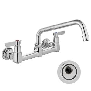 gotonovo polish chrome 8 inch center 9 inch swing spout wall mount kitchen sink faucet double handles kitchen mixer tap commercial sink utility laundry sink