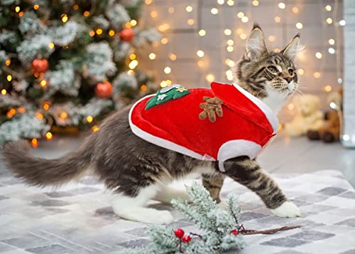 Dog Christmas Costume Antlers Dog Dresses Red Pet Hoodie with Buttons Rabbit Star Christmas Tree Cat Christmas Holiday Outfit Velvet Pet Fall Winter Clothes Pet Costumes for Small Medium Dogs Cats (M)