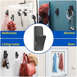 ALOCEO Sticky Hooks for Hanging 5 Pack, Plastic Adhesive Hooks Towel Hooks for Bathrooms Kitchen Dorm Room Wall, Black