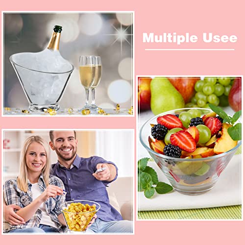 8 Pieces Angled Plastic Bowls Clear Serving Bowls Acrylic Candy Buffet Containers Round Salad Bowls for Party Dish Popcorn Ice Soup Snack Pasta Chips Fruit Prep, 14 oz 19 oz 24 oz 61 Oz, 4 Sizes