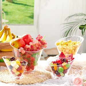 8 Pieces Angled Plastic Bowls Clear Serving Bowls Acrylic Candy Buffet Containers Round Salad Bowls for Party Dish Popcorn Ice Soup Snack Pasta Chips Fruit Prep, 14 oz 19 oz 24 oz 61 Oz, 4 Sizes