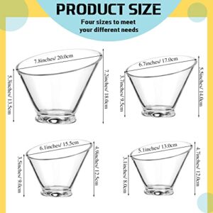 8 Pieces Angled Plastic Bowls Clear Serving Bowls Acrylic Candy Buffet Containers Round Salad Bowls for Party Dish Popcorn Ice Soup Snack Pasta Chips Fruit Prep, 14 oz 19 oz 24 oz 61 Oz, 4 Sizes