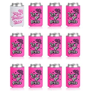 12 packs bachelorette party can sleeves skinny beverage sleeves engagement bridal party gifts disco cowgirl bachelorette party can holder for bridal cowgirl wedding party decorations (regular)