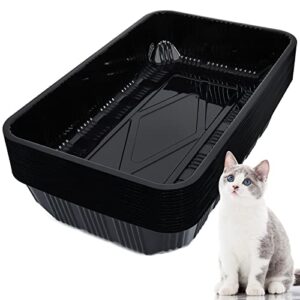30 pack disposable litter boxes for cats litter tray for small pets plastic litter box disposable cat litter trays for kitten recyclable litter box for pet travel, 16.7 x 10.5 x 3.4 inch (black)