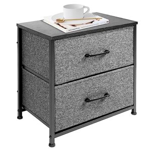 odika fabric nightstand, storage dresser, end table, removable bins, blue gray bins, black base