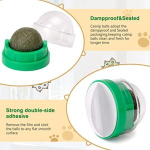 OHALEEP Catnip Ball for Cats Wall, 3 Pack Catnip Toys, Edible Kitty Toys for Cats Lick, Safe Healthy Kitten Chew Toys, Teeth Cleaning Dental Cat Toys, Cat Wall Treats (Grey) (Green)