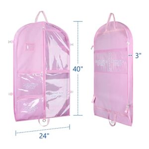 Zilink Dance Costume Garment Bags 40 inch Clothes Bags with Zipper Pockets and Handles, Hanging Garment Bag for Dance Competition, Travel, Set of 3