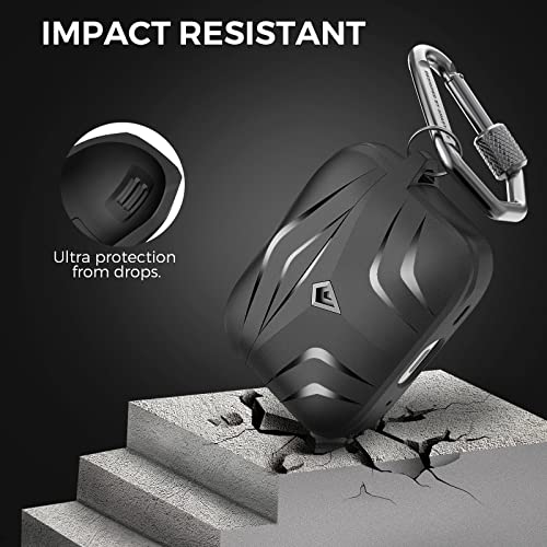 AhaStyle Rugged AirPods Pro 2 Case Cover (2023/2022) Shockproof Hard-Shell Protective Case Cover [Supports USB-C/Lightning Cable] Compatible with AirPods Pro 2nd Generation (Black)