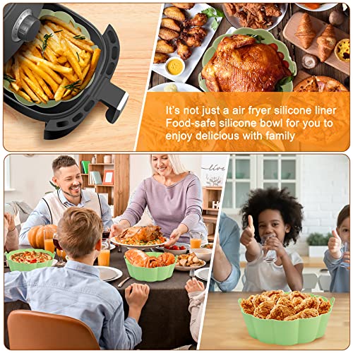 4 Pack Air Fryer Silicone Liners Reusable Round Insert, 8.5 Inches for 5 to 8 Qt Food Safe Air Fryer Basket Accessories Dishwasher Washable Replacement Silicone Pot for Oven Accessories