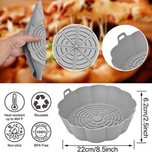 4 Pack Air Fryer Silicone Liners Reusable Round Insert, 8.5 Inches for 5 to 8 Qt Food Safe Air Fryer Basket Accessories Dishwasher Washable Replacement Silicone Pot for Oven Accessories