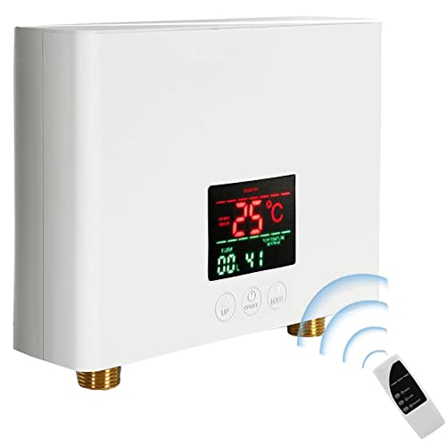 DAORDAER Mini Electric Tankless Water Heater 3000W 110V Constant Temperature Instant Hot Water Heater with Remote Control Digital Display On Demand Hot Water Heater