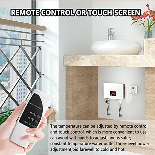 DAORDAER Mini Electric Tankless Water Heater 3000W 110V Constant Temperature Instant Hot Water Heater with Remote Control Digital Display On Demand Hot Water Heater