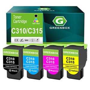 greenbox remanufactured c310 c315 high yield toner cartridge replacement for xerox 006r004356 006r004357 006r004358 006r004359 for c310 c310dni c310dnim c315 c315dni (black cyan yellow magenta，4 pack)