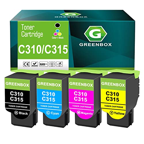 GREENBOX Remanufactured C310 C315 High Yield Toner Cartridge Replacement for Xerox 006R004356 006R004357 006R004358 006R004359 for C310 C310DNI C310DNIM C315 C315DNI (Black Cyan Yellow Magenta，4 Pack)