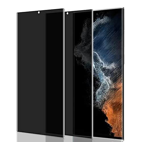 mozeeda [2 Pack] Galaxy S22 Ultra Privacy Screen Protector,Anti-Spy,3D Full Coverage,Anti-Scratch,9H Hardness HD Tempered Glass Black Film for Samsung Galaxy S22 Ultra 5G+ 6.8"