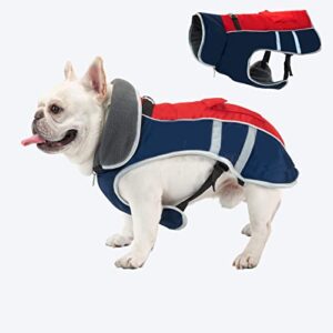 joyelf winter warm dog coat, reflective waterproof dog jacket with harness traction belt, adjustable size windproof dog vest warm dog apparel for small to medium dogs - medium size