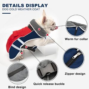 JOYELF Winter Warm Dog Coat, Reflective Waterproof Dog Jacket with Harness Traction Belt, Adjustable Size Windproof Dog Vest Warm Dog Apparel for Small to Medium Dogs - Medium Size