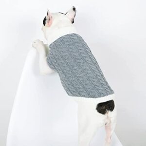 Kayto Dog Sweater, Puppy Winter Clothes Boys Girls, Pet Knitted Coats, Lookslike Handmade. (Small, Grey with Little White)