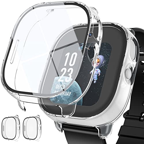 BESINPO 2 Pack Case for Gizmo Watch Disney Edition with 9H Tempered Glass Screen Protector, Hard PC Protective Sport Rugged Bumper Cover Verizon GizmoWatch Disney Screen Protector Crystal Clear