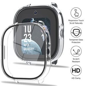BESINPO 2 Pack Case for Gizmo Watch Disney Edition with 9H Tempered Glass Screen Protector, Hard PC Protective Sport Rugged Bumper Cover Verizon GizmoWatch Disney Screen Protector Crystal Clear