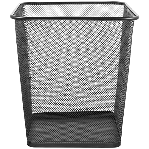 HANABASS Black Mesh Metal Trash Can Square Mesh Wire Wastebasket Vintage Garbage Bin Reusable Bedroom Rubbish Can for Kitchen Farmhouse Home Office