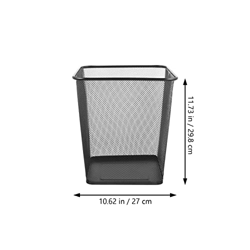 HANABASS Black Mesh Metal Trash Can Square Mesh Wire Wastebasket Vintage Garbage Bin Reusable Bedroom Rubbish Can for Kitchen Farmhouse Home Office