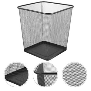 HANABASS Black Mesh Metal Trash Can Square Mesh Wire Wastebasket Vintage Garbage Bin Reusable Bedroom Rubbish Can for Kitchen Farmhouse Home Office