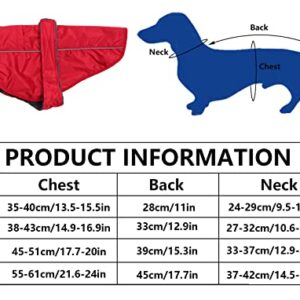 Dachshund Coat Waterproof, Perfect for Dachshund Sausage, Puppy Winter Jacket with Padded Fleece Lining, Outdoor Dog Clothing with Adjustable Bands and Underbelly Protection - Red - XS