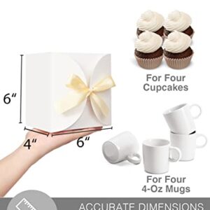 Shallive 6x6x4 Inch 24 Pcs White Boxes Small Gift Boxes with Lids and Ribbons Paper Bridesmaid Proposal Boxes Truffle Craft Cookie Boxes Candle Packaging Empty Box for Wedding Bridal Shower Christmas Holiday Birthday Gift Wrapping