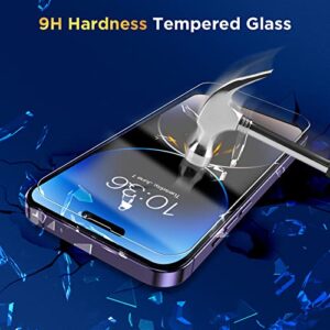 Denyunuo 3 Pack Screen Protector for iPhone 14 Pro 6.1'' with 3 Pack Camera Lens Protector, Ultra HD Clear Full Screen Tempered Glass, 9H Hardness, Anti-Scratch, Easy Installation Frame, Bubble Free, Case Friendly