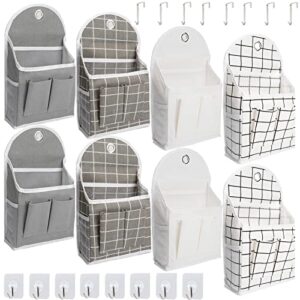 8 pack wall hanging storage bag with pockets, over the door organizer foldable bags with hooks for bathroom bedroom kitchen rv storage and organization