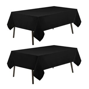 dekoresyon 2 pack rectangle tablecloth 60 x 102 inch, stain and wrinkle resistant washable polyester table cloth, decorative table cover for dining table, parties and wedding, black