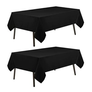 Dekoresyon 2 Pack Rectangle Tablecloth 60 x 102 Inch, Stain and Wrinkle Resistant Washable Polyester Table Cloth, Decorative Table Cover for Dining Table, Parties and Wedding, Black