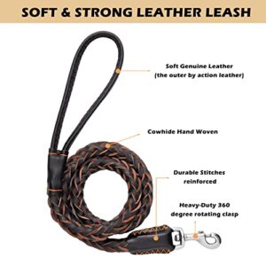 FOVRLZSE Leather Dog Leash,Durable Cowhide Braided Dog Training Leash for Large and Medium Dogs