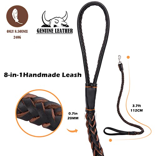 FOVRLZSE Leather Dog Leash,Durable Cowhide Braided Dog Training Leash for Large and Medium Dogs
