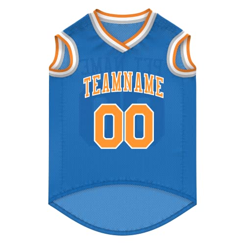 Custom Pet Basketball Jerseys for Dog & Cat,Personalized Pets Basketball Jersey Shirt with Name Number,Basketball Team Clothes (New York Blue)