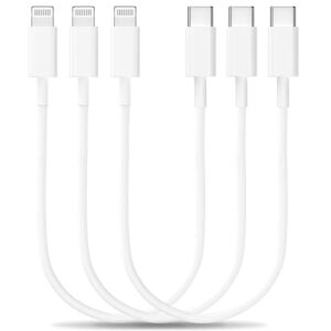 [apple mfi certified] short usb-c to lightning cable (3pack 0.6ft), iphone fast charger cable usb-c power delivery charging cord high speed data sync for iphone 14 13 12 11 pro xs xr x 8 ipad airpods