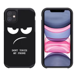 LEEGU for iPhone 11 Case, Cute [Don't Touch My Phone] Shockproof Dual Layer Heavy Duty Protective Silicone Plastic Cover for Girls Women Boys Men Phone Case (iPhone 11 6.1-inch)