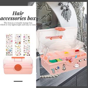 LUOZZY Plastic Storage Box Children Hair Accessories Organizer Container Box Multi-Tier Hairpin Hair Tie Storage Container Pink